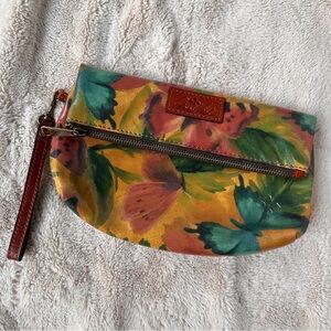 Patricia Nash Multicolor Floral and butterfly watercolor Wristlet